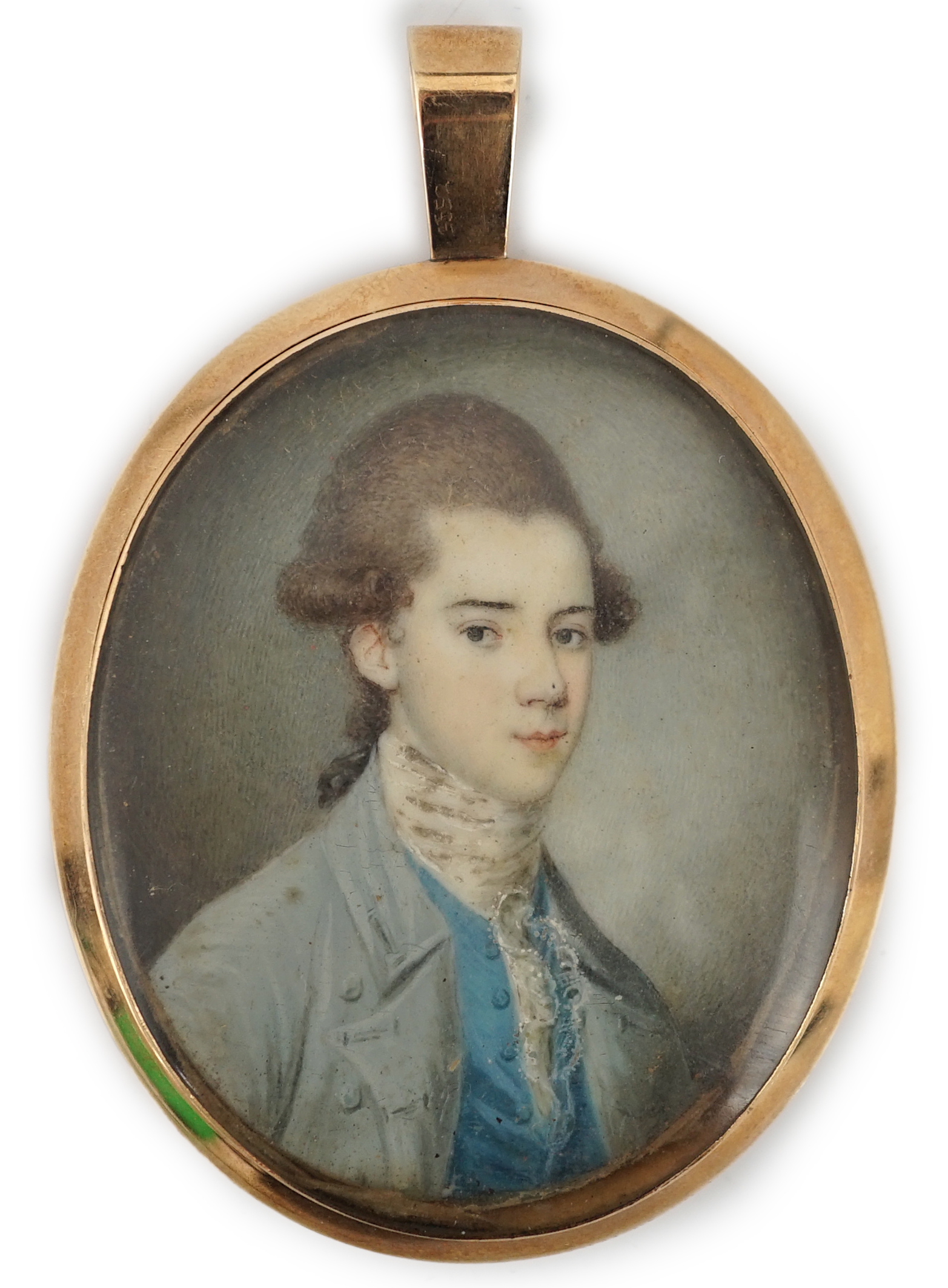 English School circa 1800, Portrait miniature of a young man, oil on ivory, 5.4 x 4.4cm. CITES Submission reference JKK4W6C4